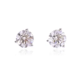 14K WHITE GOLD DIAMOND STUD EARRINGS - 3.11CTW