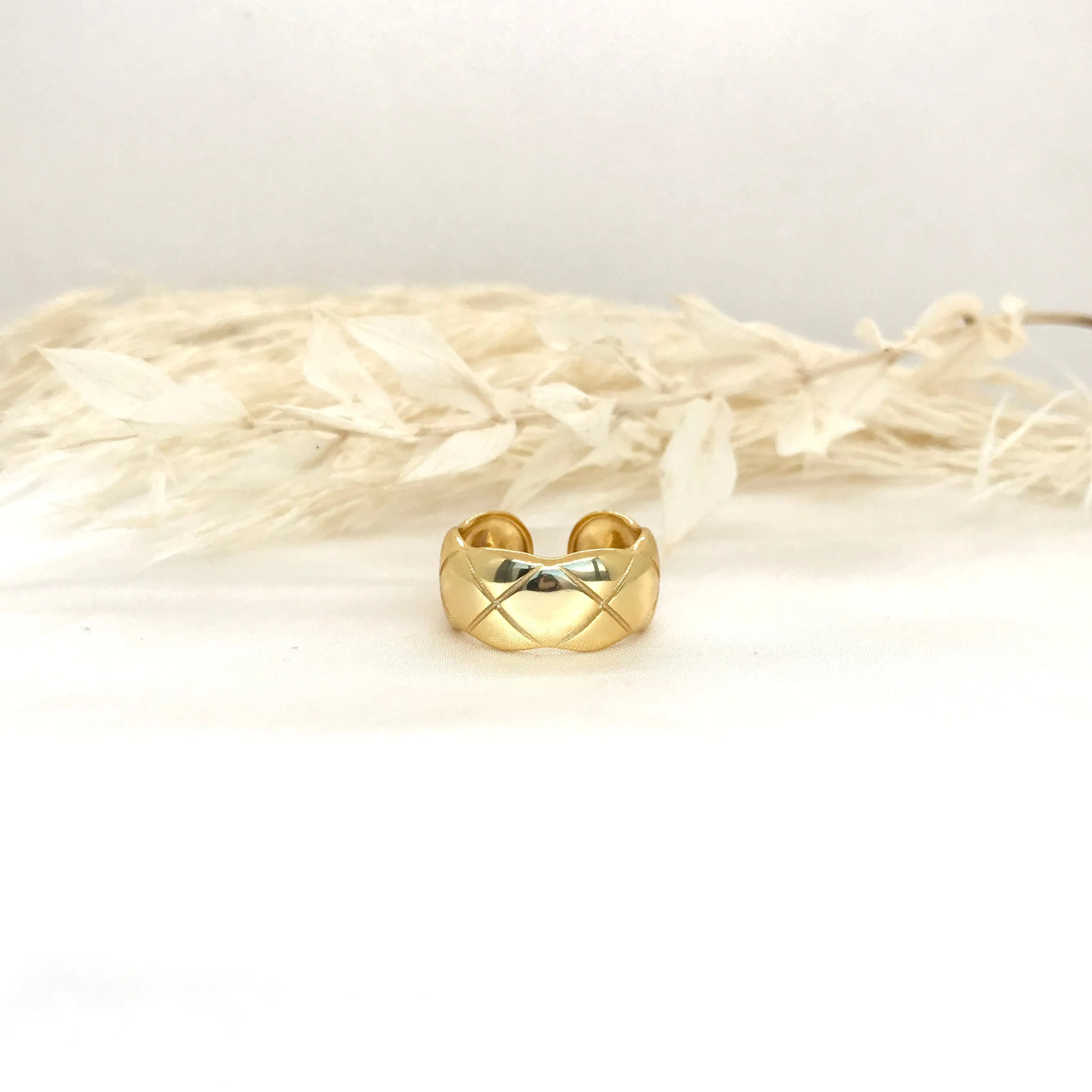 18k/925 Vermeil Quilted Open Ring