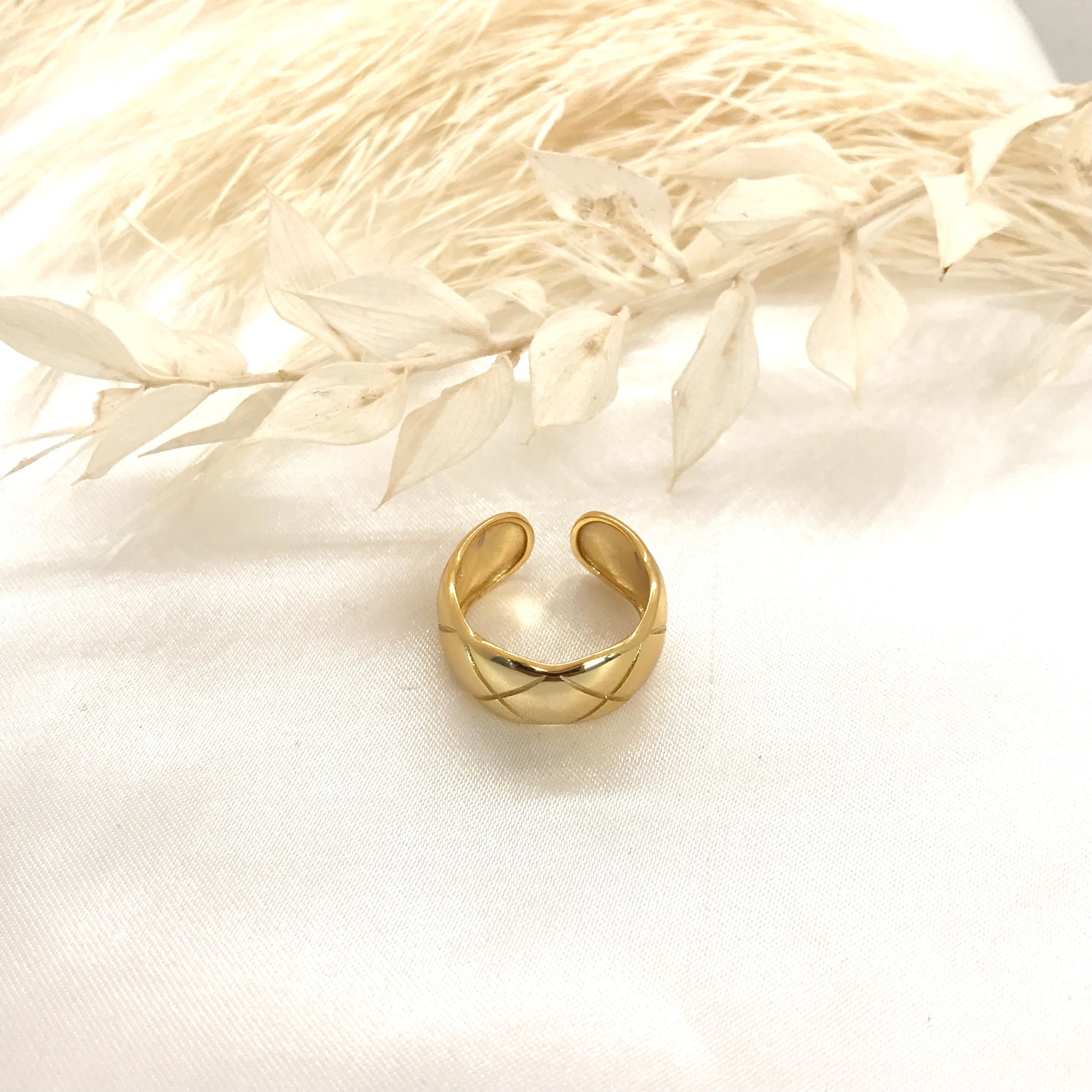 18k/925 Vermeil Quilted Open Ring