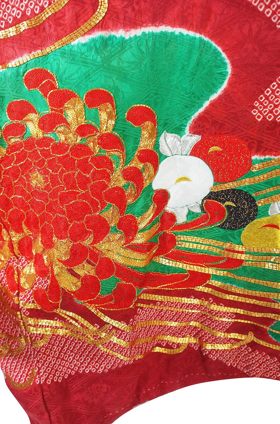 1950s Embroidered and Hand Dyed Furisode Kimono