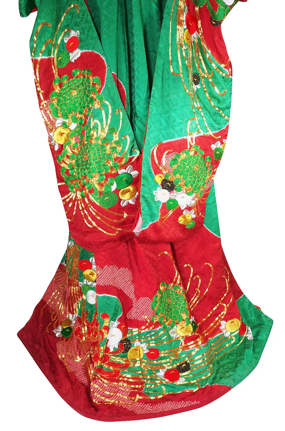 1950s Embroidered and Hand Dyed Furisode Kimono