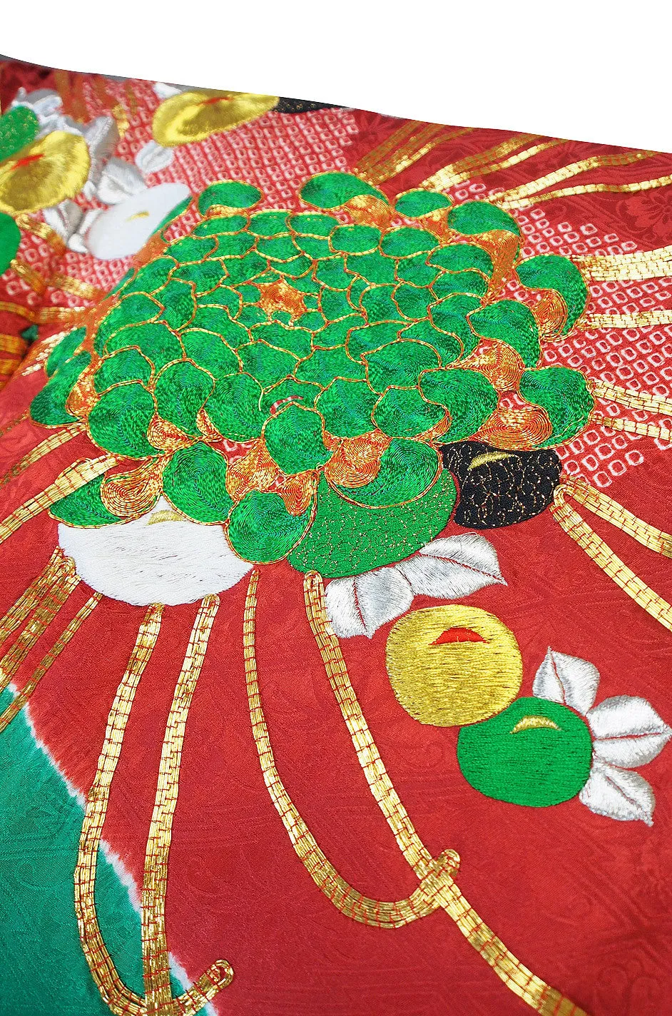 1950s Embroidered and Hand Dyed Furisode Kimono