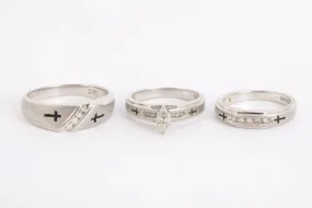 925 Silver Ring Set with 0.19tcw Diamonds Size 6.5 and 11 (14.45g.)