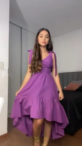 A-line Purple Hi-low Prom Dress,Cocktail Dress Y4505