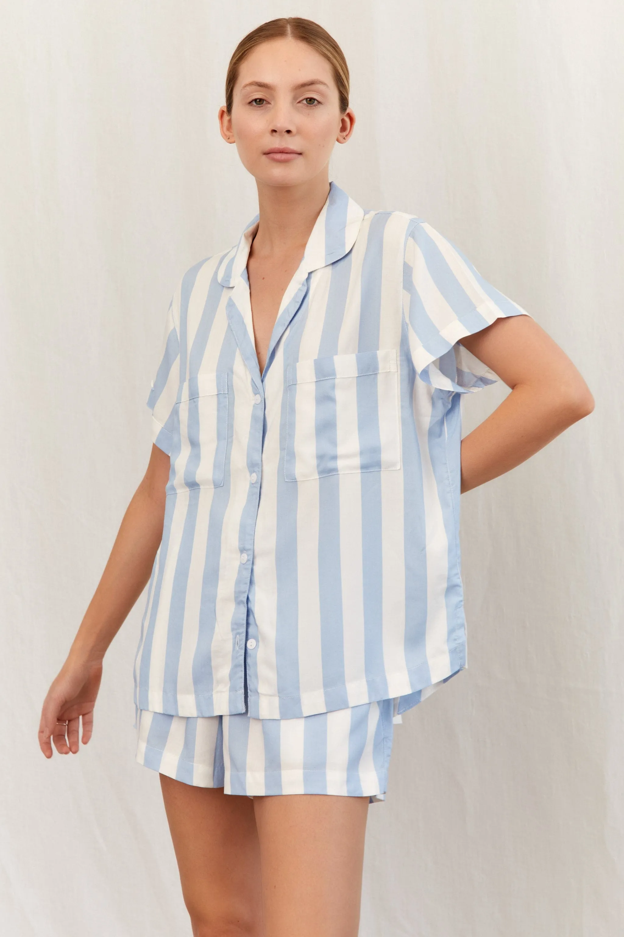 Abigail Sleep Set - Stripe - Blue