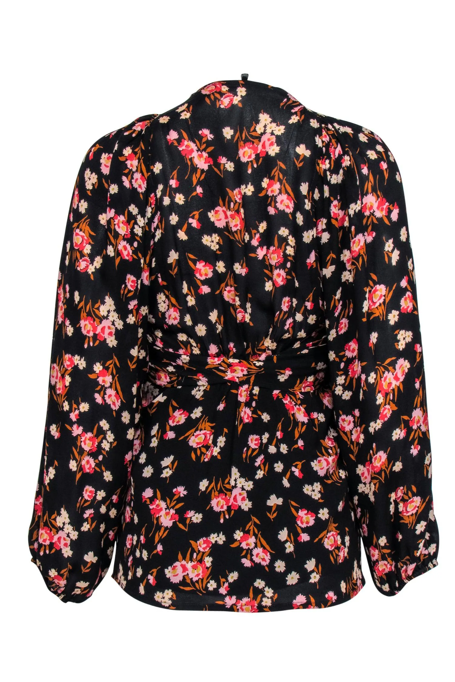 A.L.C. - Black w/ Multi Colored Floral Print Wrap Blouse Sz 0