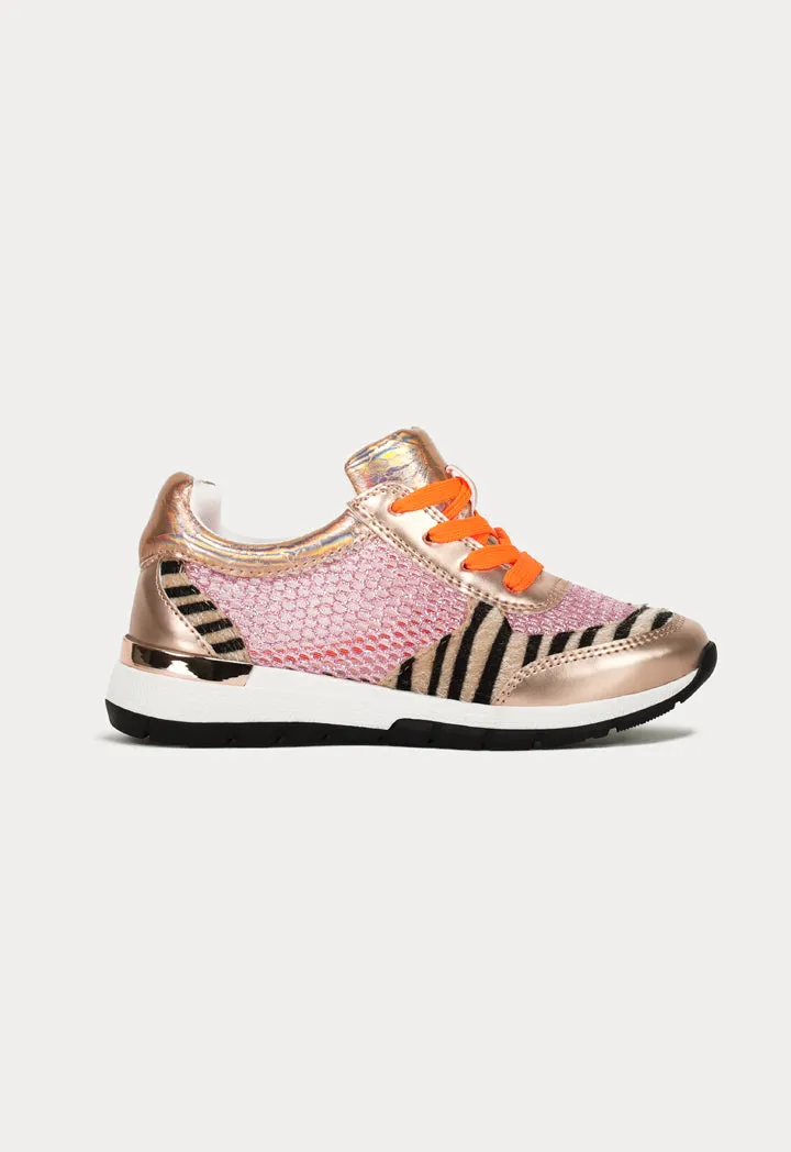 Animal Print Mesh Trim Sneakers