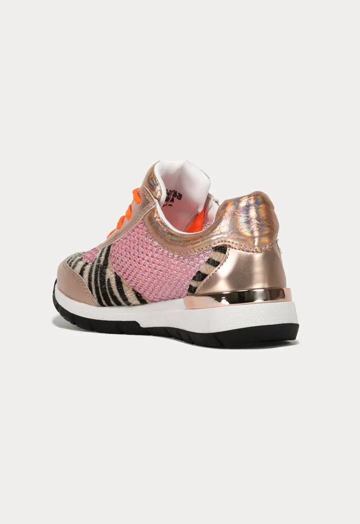 Animal Print Mesh Trim Sneakers