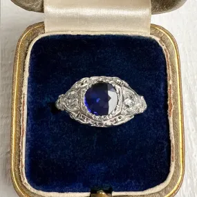 Art Deco Sapphire & Diamond Ring