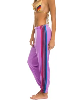 Aviator Nation Women 5 Stripe Sweatpants Neon Purple