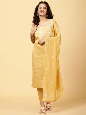 Bandhani Printed Cotton Unstitched Suit Piece With Dupatta