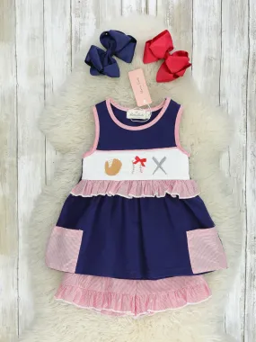 Baseball Smocked Ruffle Outfit