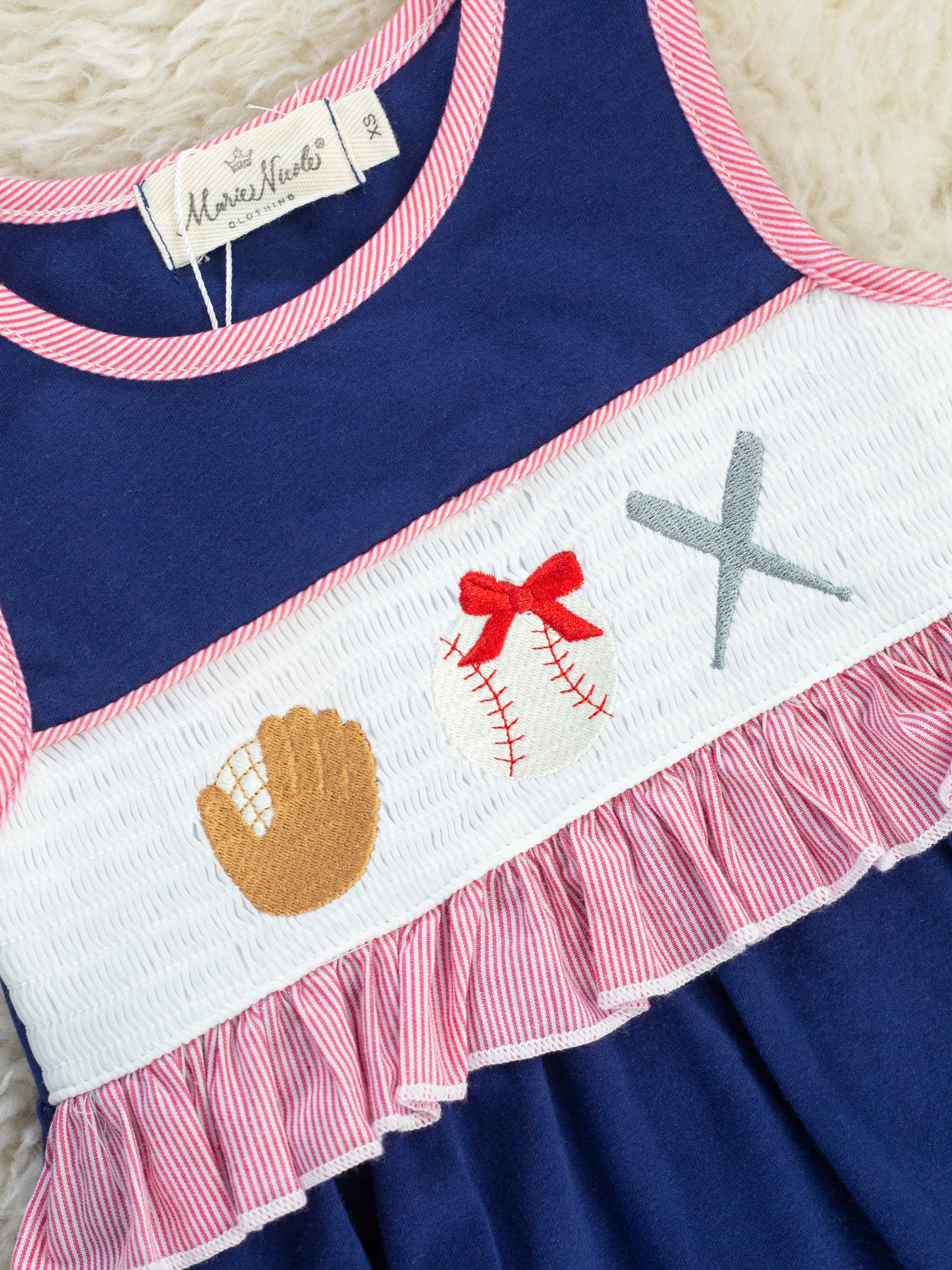 Baseball Smocked Ruffle Outfit