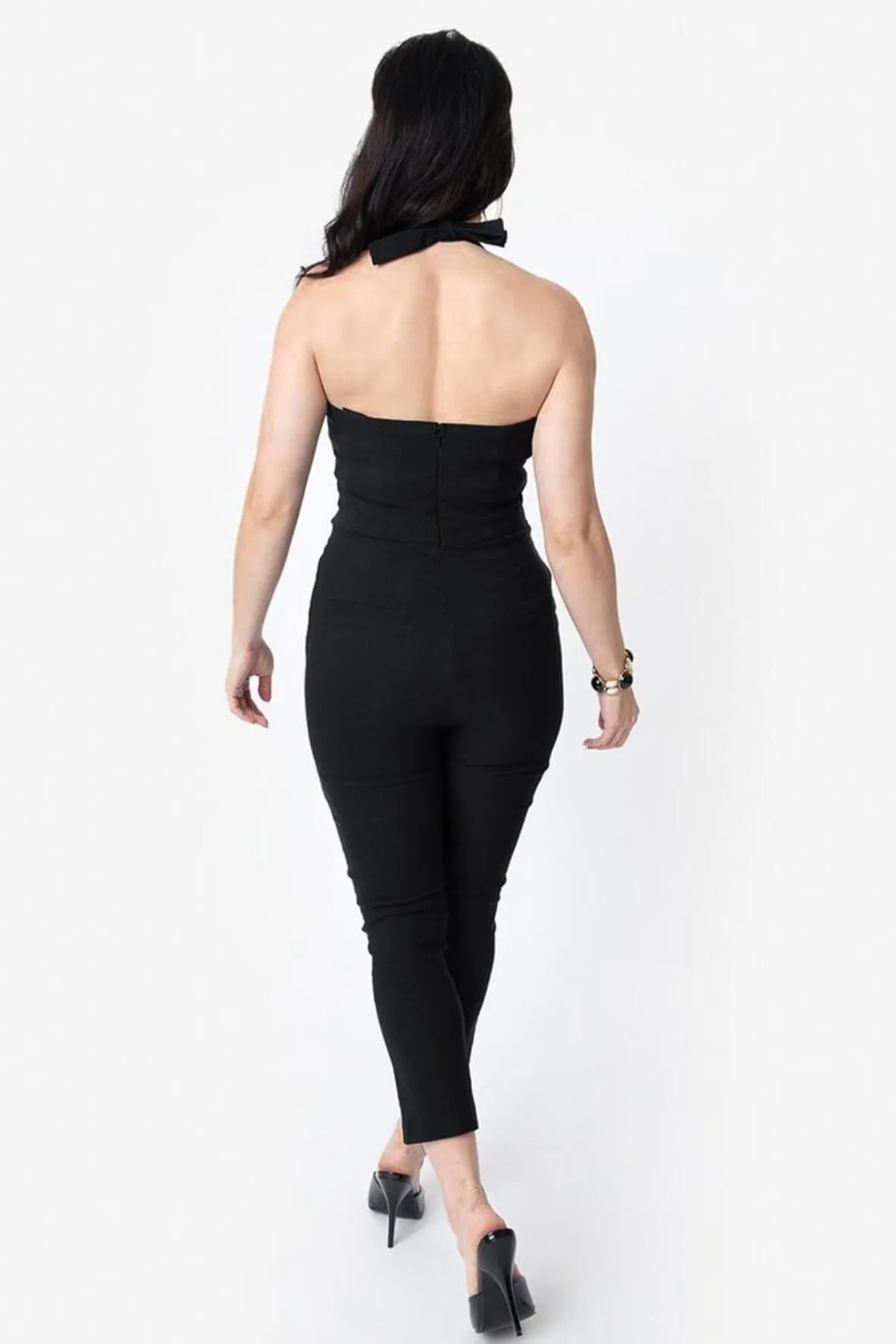 Black Halter Marcel Cropped Jumpsuit