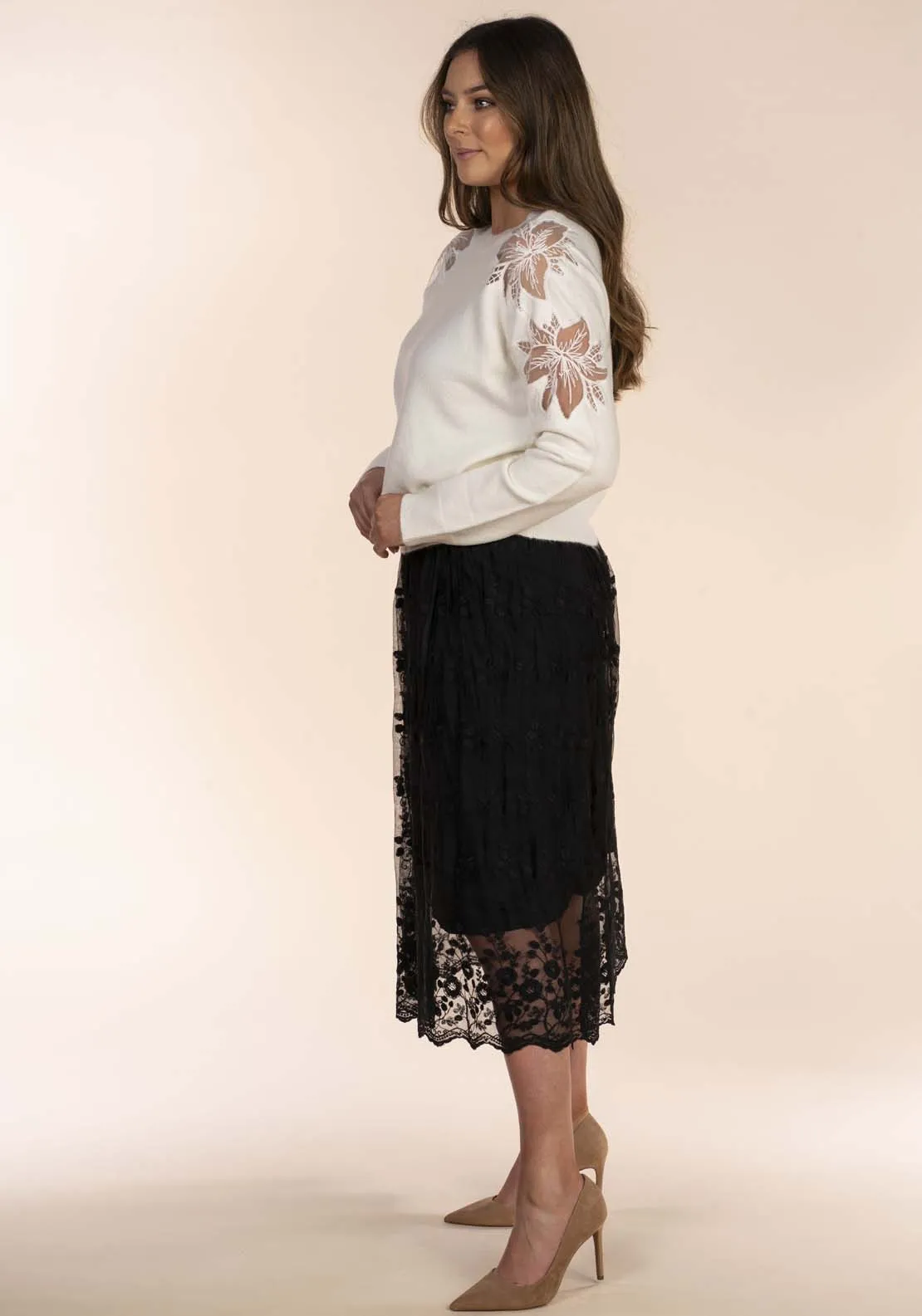 Black Lace Skirt - Black