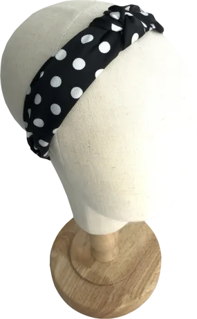 Black Polka Dot Knot Headband One Size