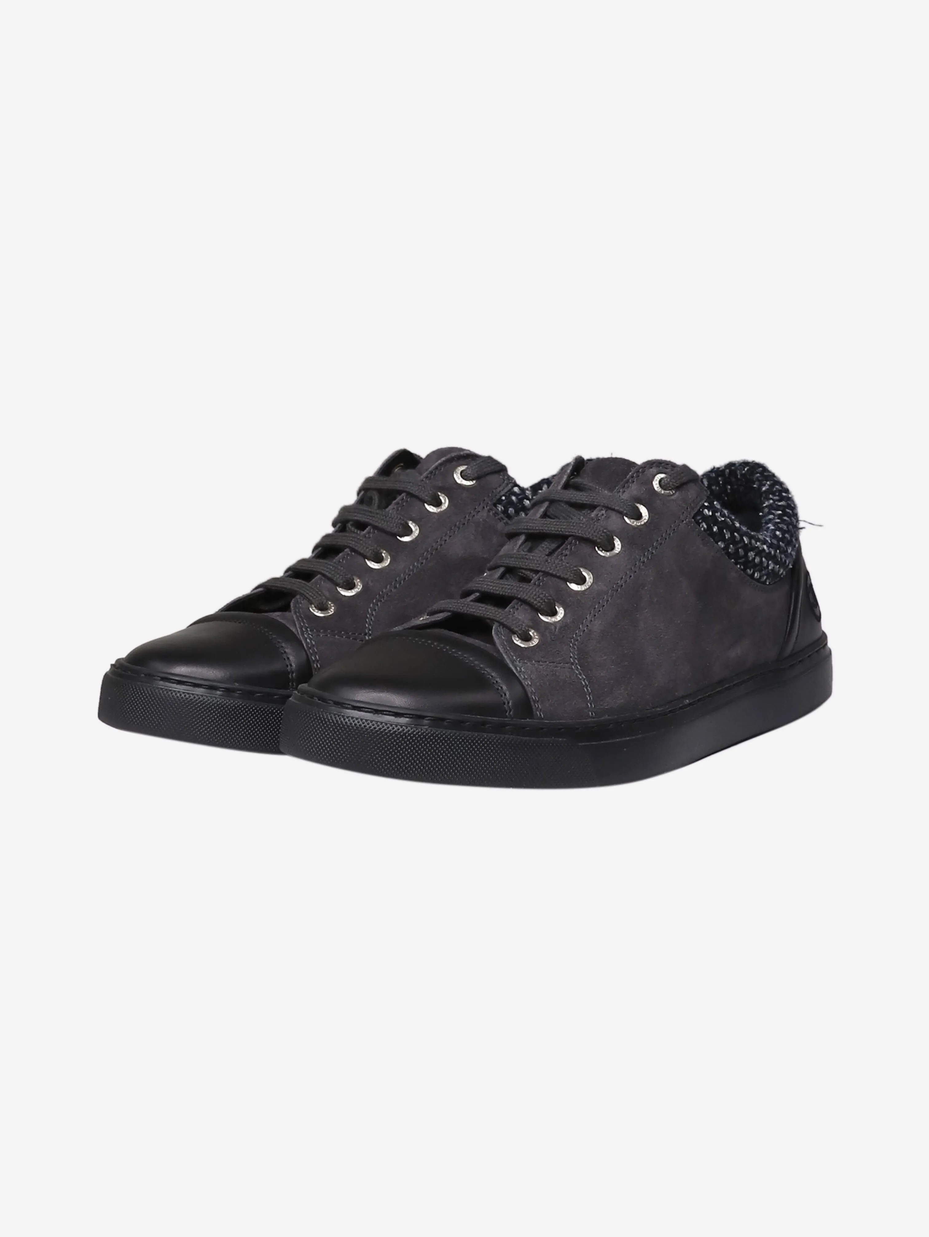 Black suede and leather trainers - size EU 38.5