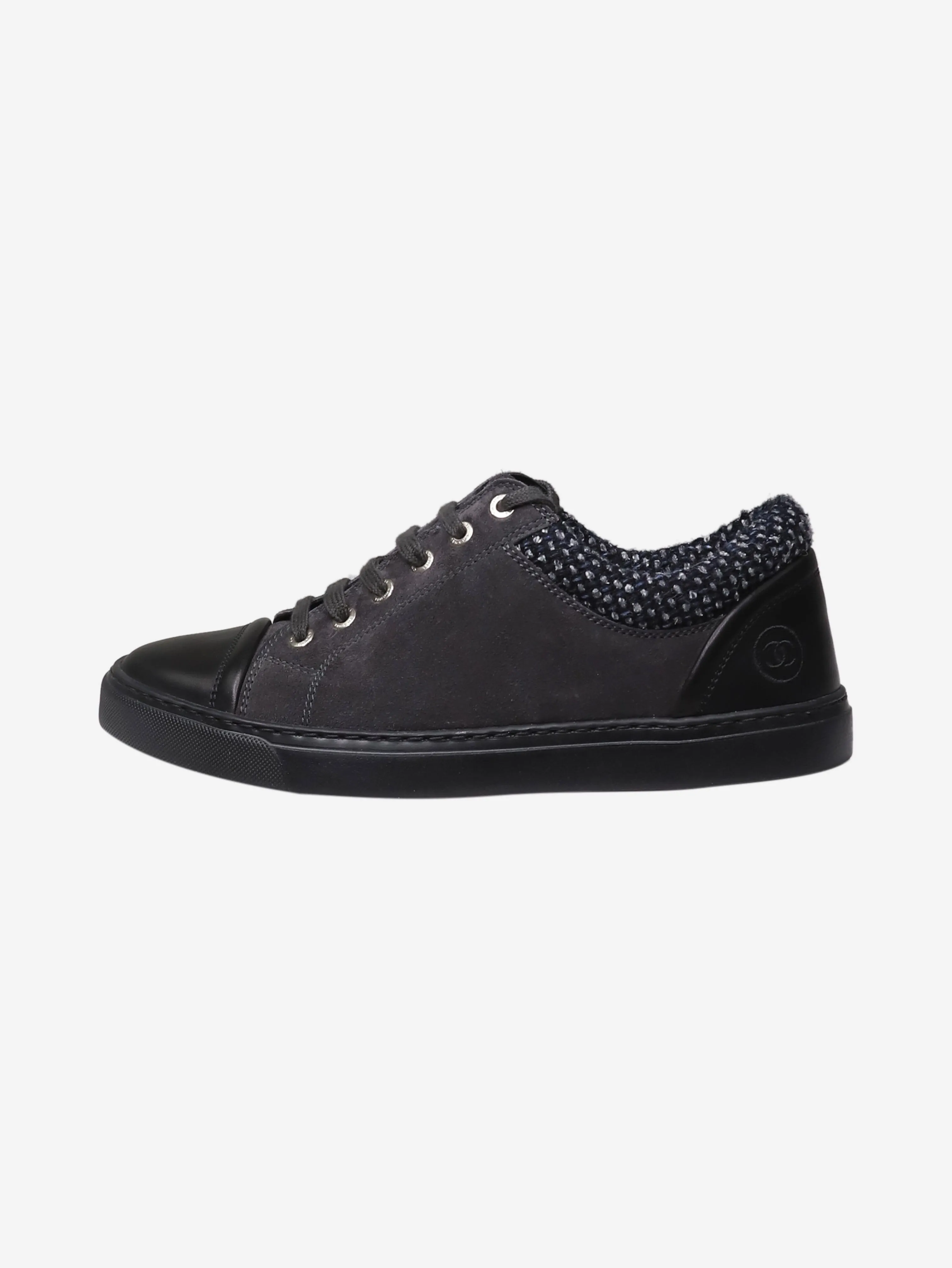 Black suede and leather trainers - size EU 38.5