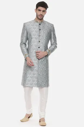 Blue Embroidered Sherwani Set