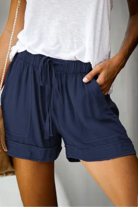 Blue Strive Pocketed Tencel Shorts