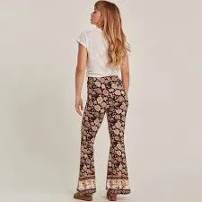 Boho Bell Bottoms Floral Print Pants Elastic Off The Shoulder Gypsy Blouse High Waist Pant Flower Child India Bohemian Print Flared Leg Puffed Long Sleeves Top & Pant Sold Separately Available In Sizes S M L