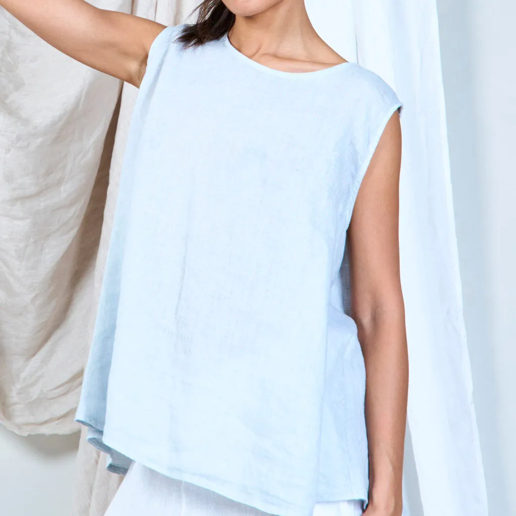 Buttoned linen vest with asymmetric hem wholesale