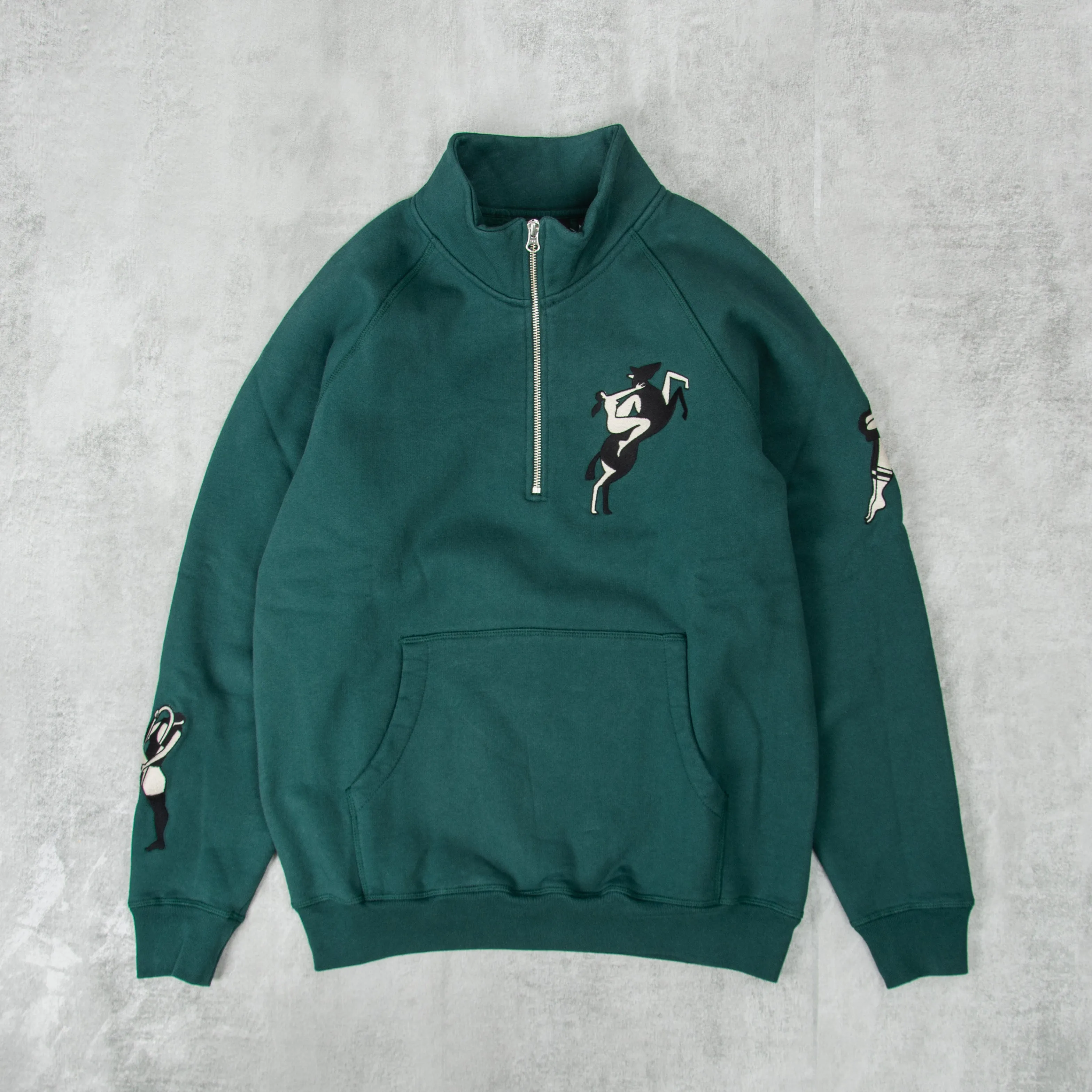 By Parra Life Experience Half Zip Sweat - Pine Green