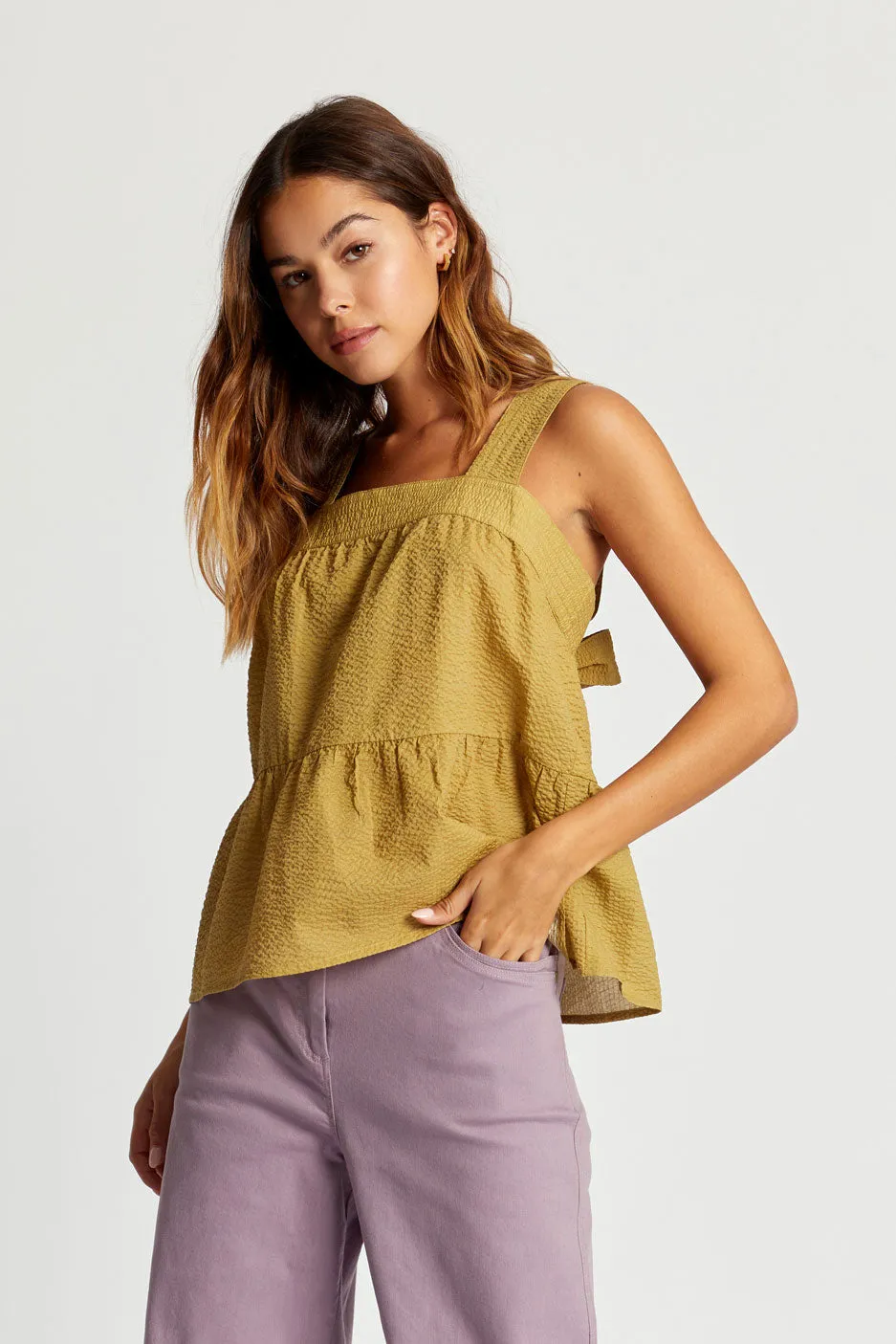 CAITLIN - Organic Cotton Top Khaki