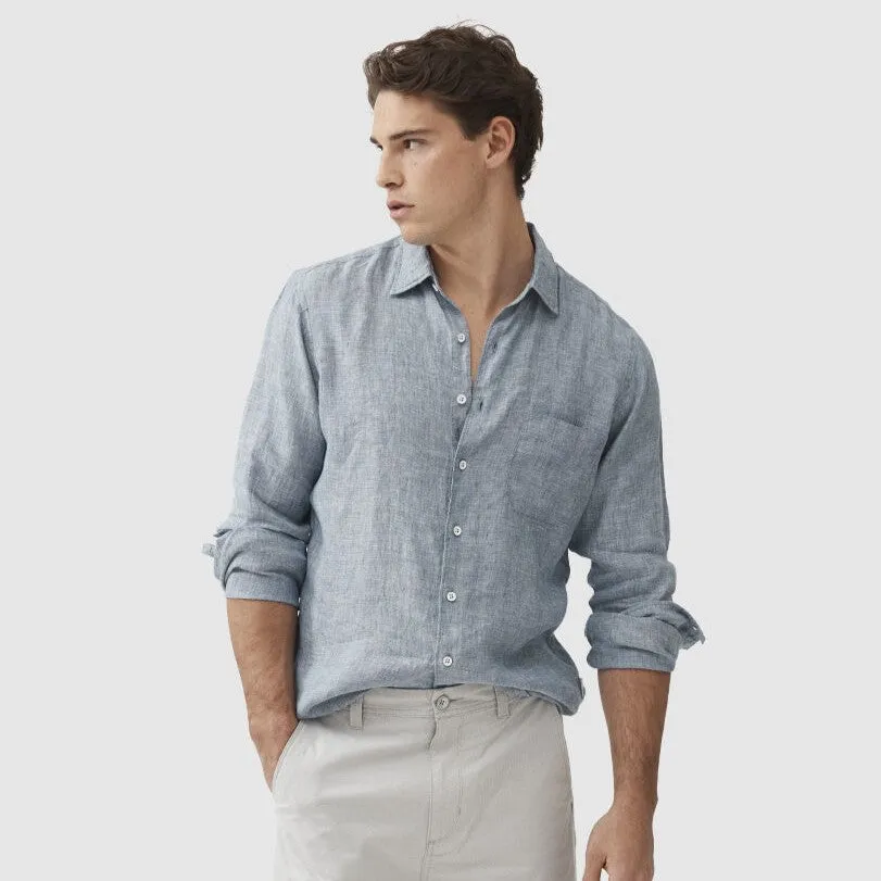 Chaffeys Sport Fit Linen Shirt - Denim