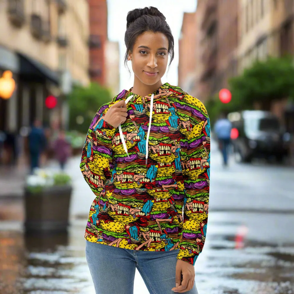 Cheeseburger Monster Art Custom All-Over Print Pullover Hoodie