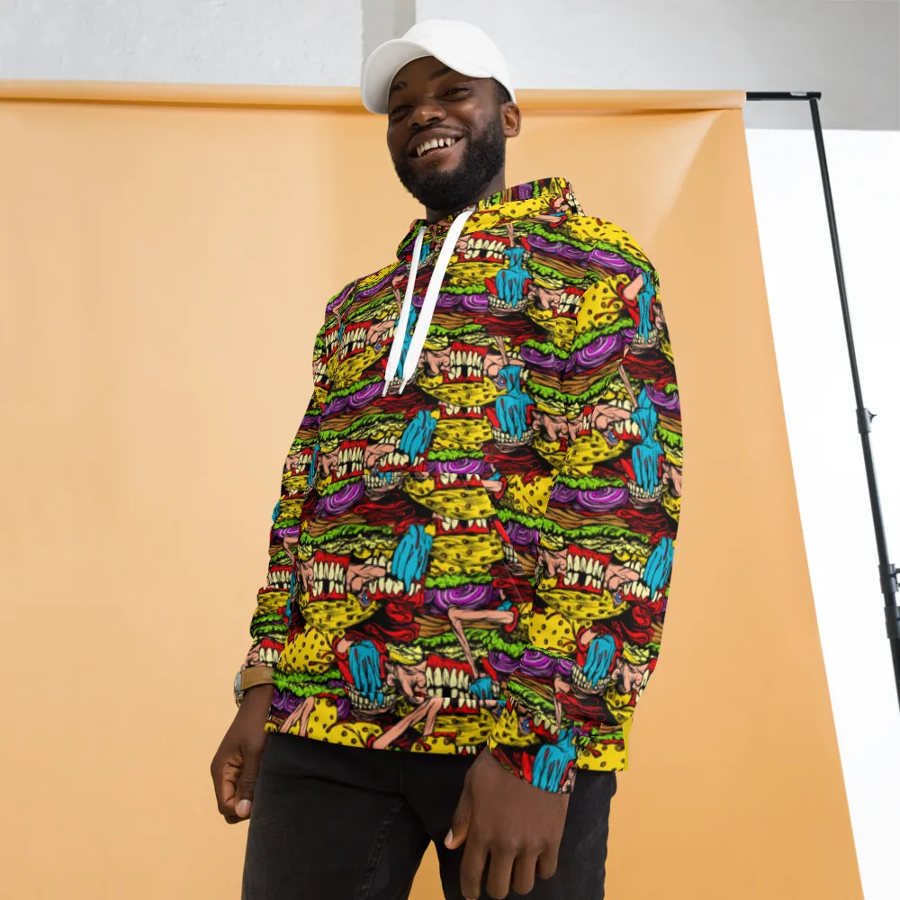 Cheeseburger Monster Art Custom All-Over Print Pullover Hoodie