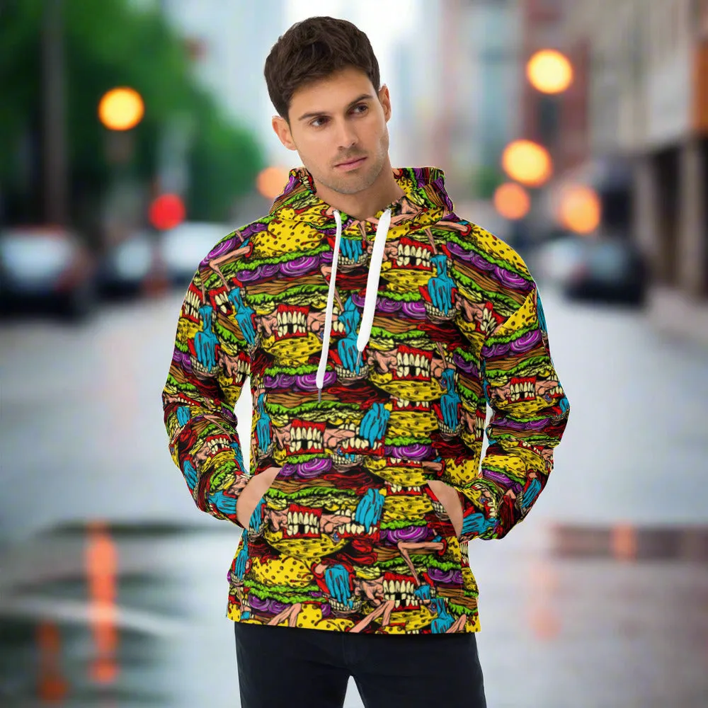 Cheeseburger Monster Art Custom All-Over Print Pullover Hoodie