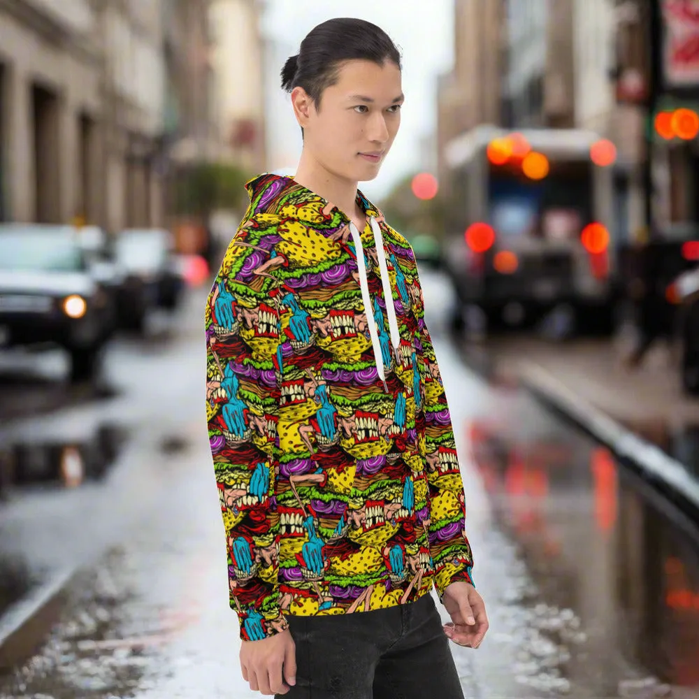 Cheeseburger Monster Art Custom All-Over Print Pullover Hoodie