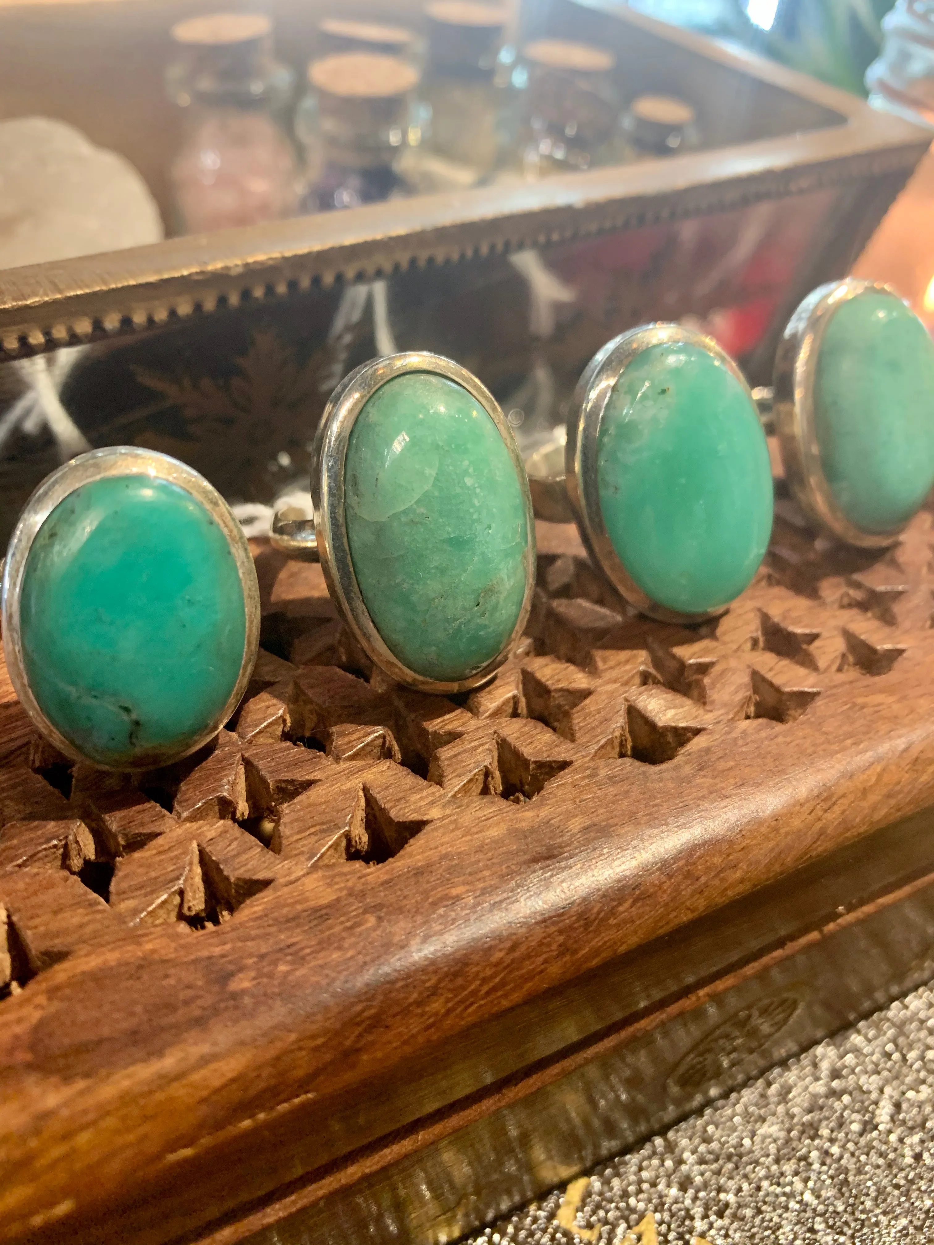 Chrysoprase Oval Akoni Rings (One of a kind)