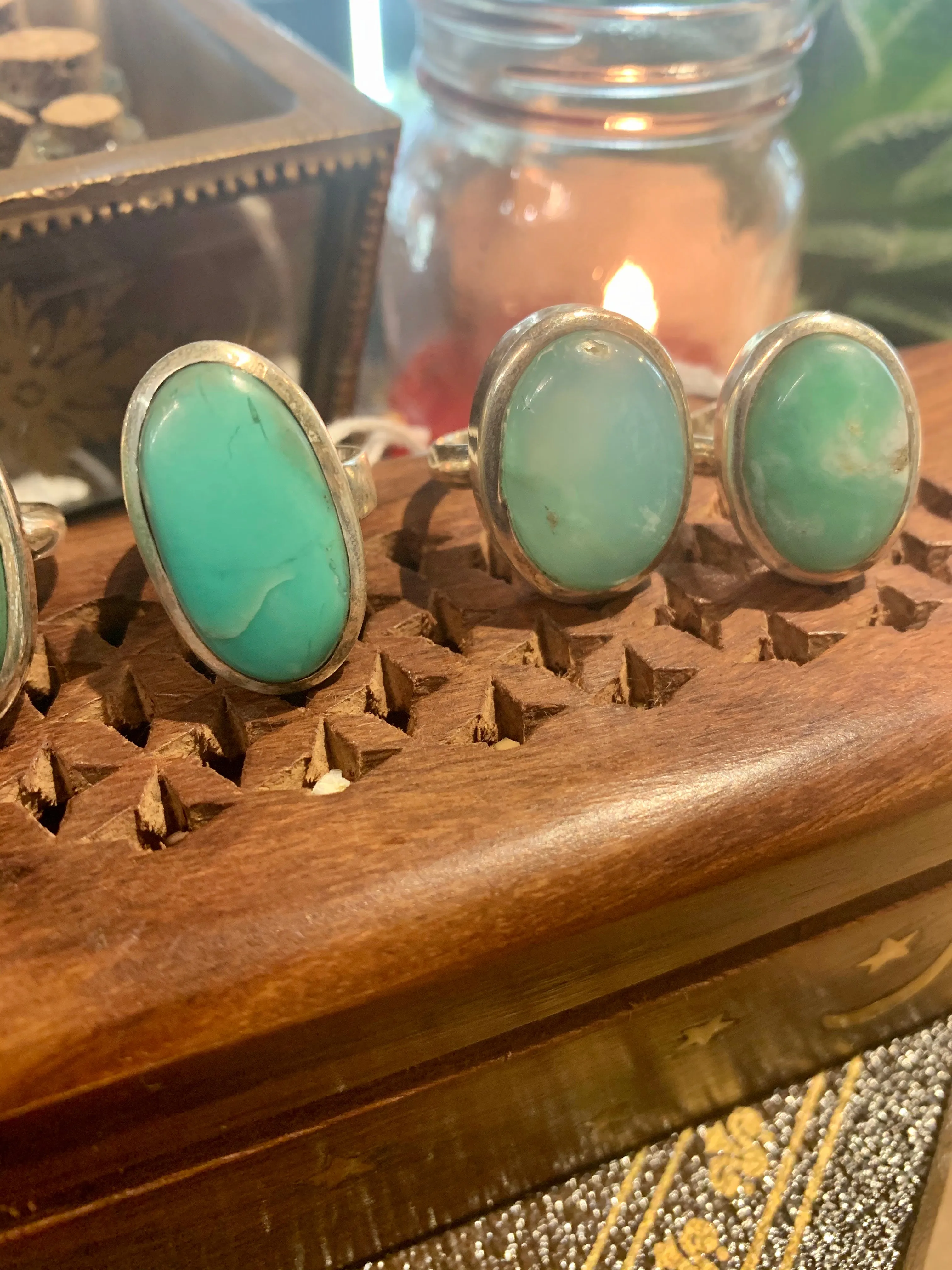 Chrysoprase Oval Akoni Rings (One of a kind)