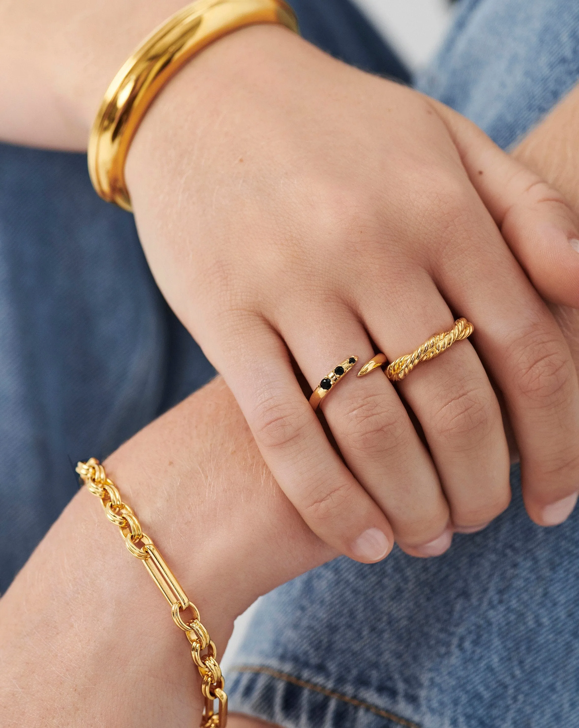 Claw Studded Ring | 18ct Gold Plated Vermeil/Black Onyx