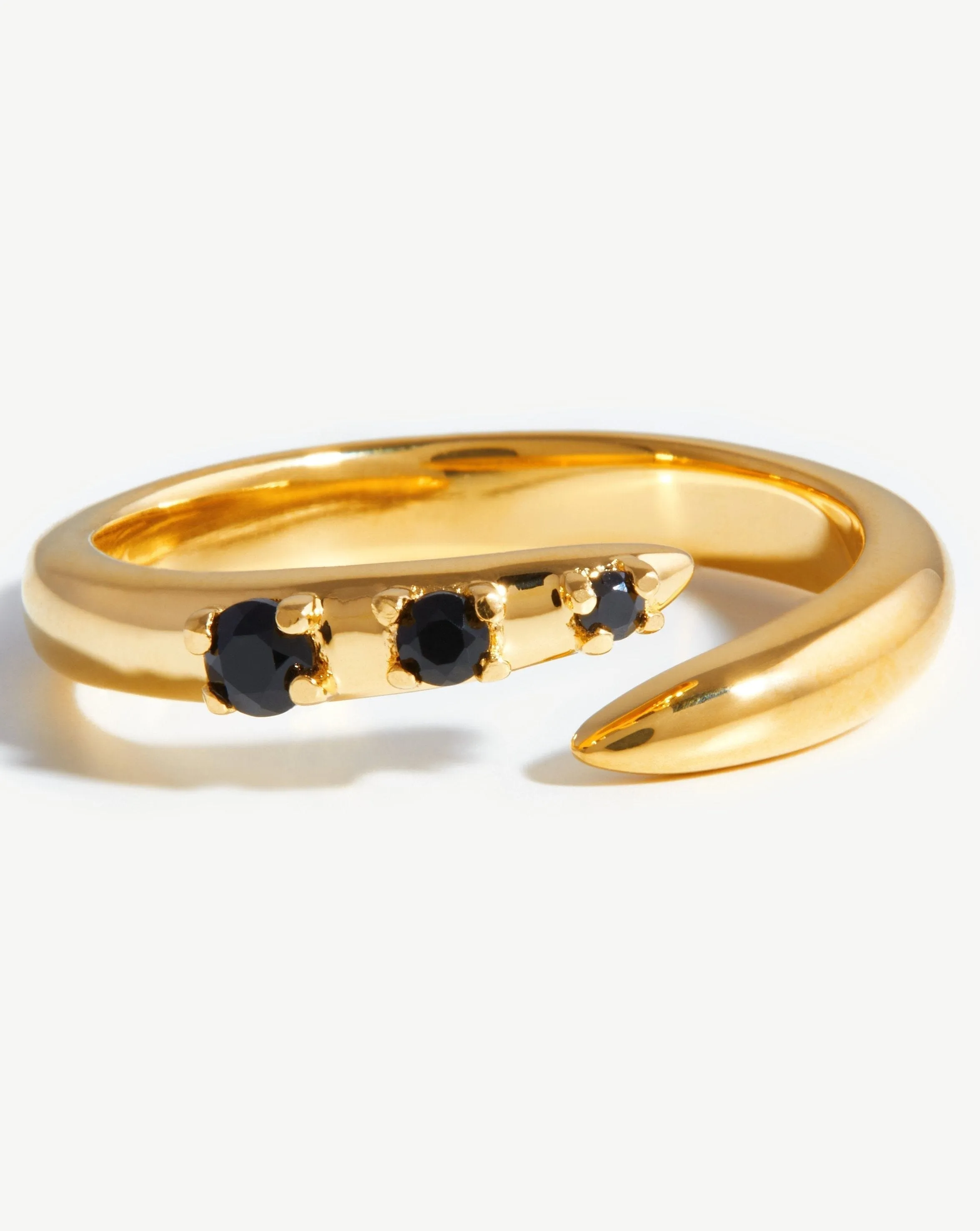 Claw Studded Ring | 18ct Gold Plated Vermeil/Black Onyx