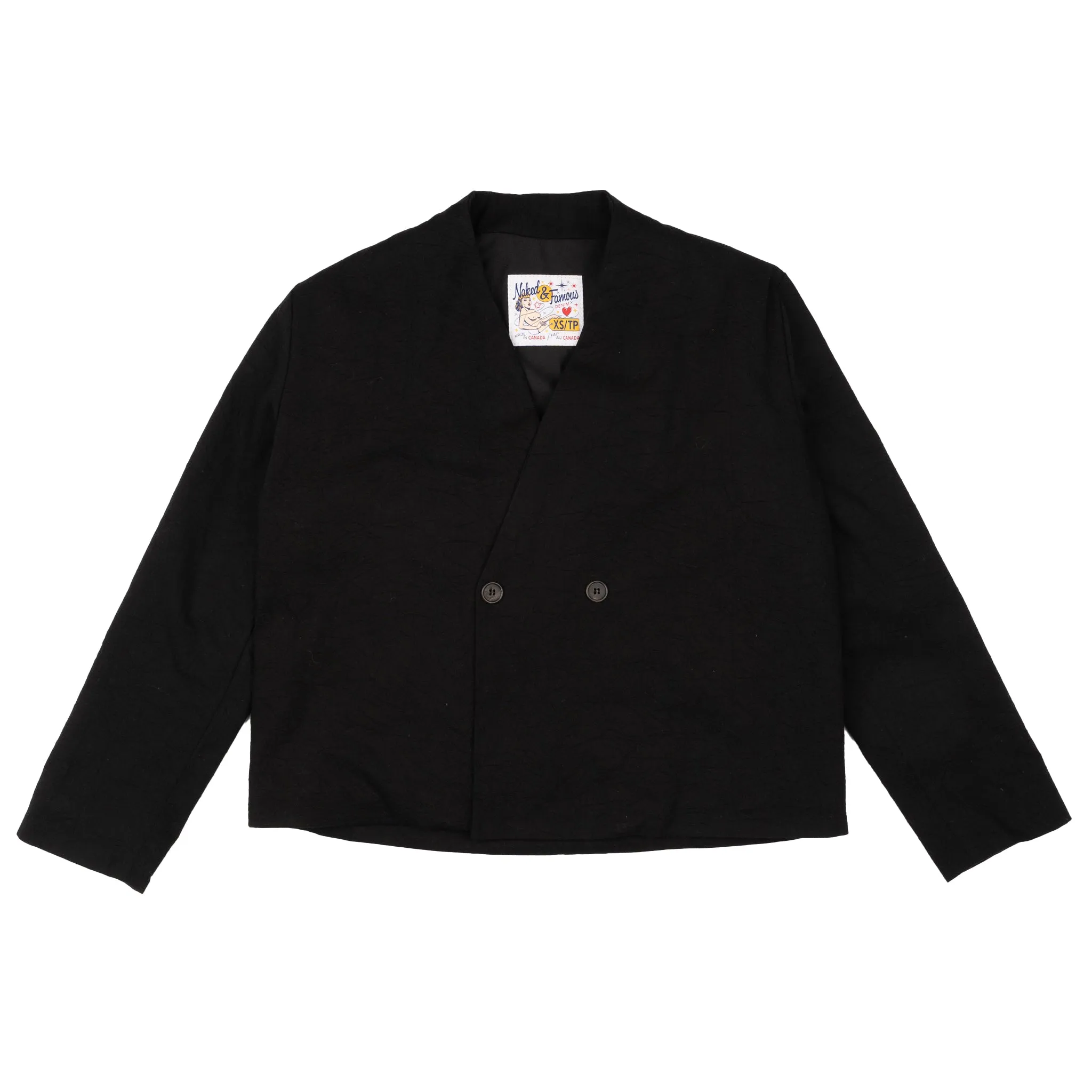 Collarless Jacket  - Rinsed Oxford - Black