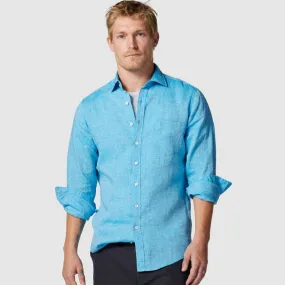 Coromandel Linen Sports Fit Shirt - Cobalt