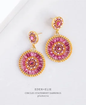 EDEN   ELIE double circle statement drop earrings - plumeria pink