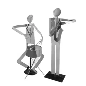 Franz Hagenauer Pair of Nickel-Plated Jazz Band Sculptures