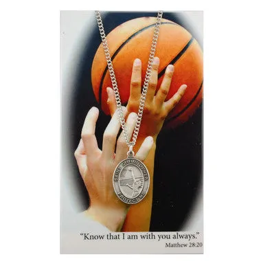 Girls Basketball Pewter Medal with Prayer Card