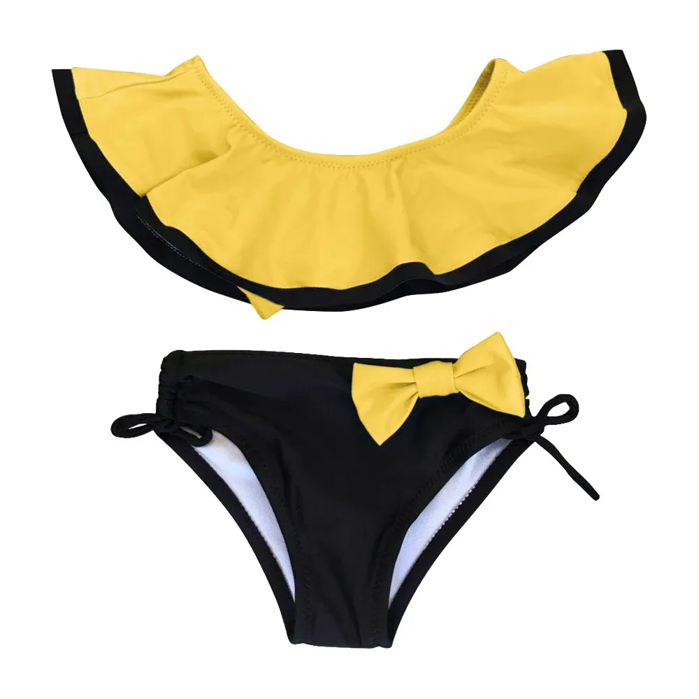 Girls Bow Decor 2 Pcs Swimwear