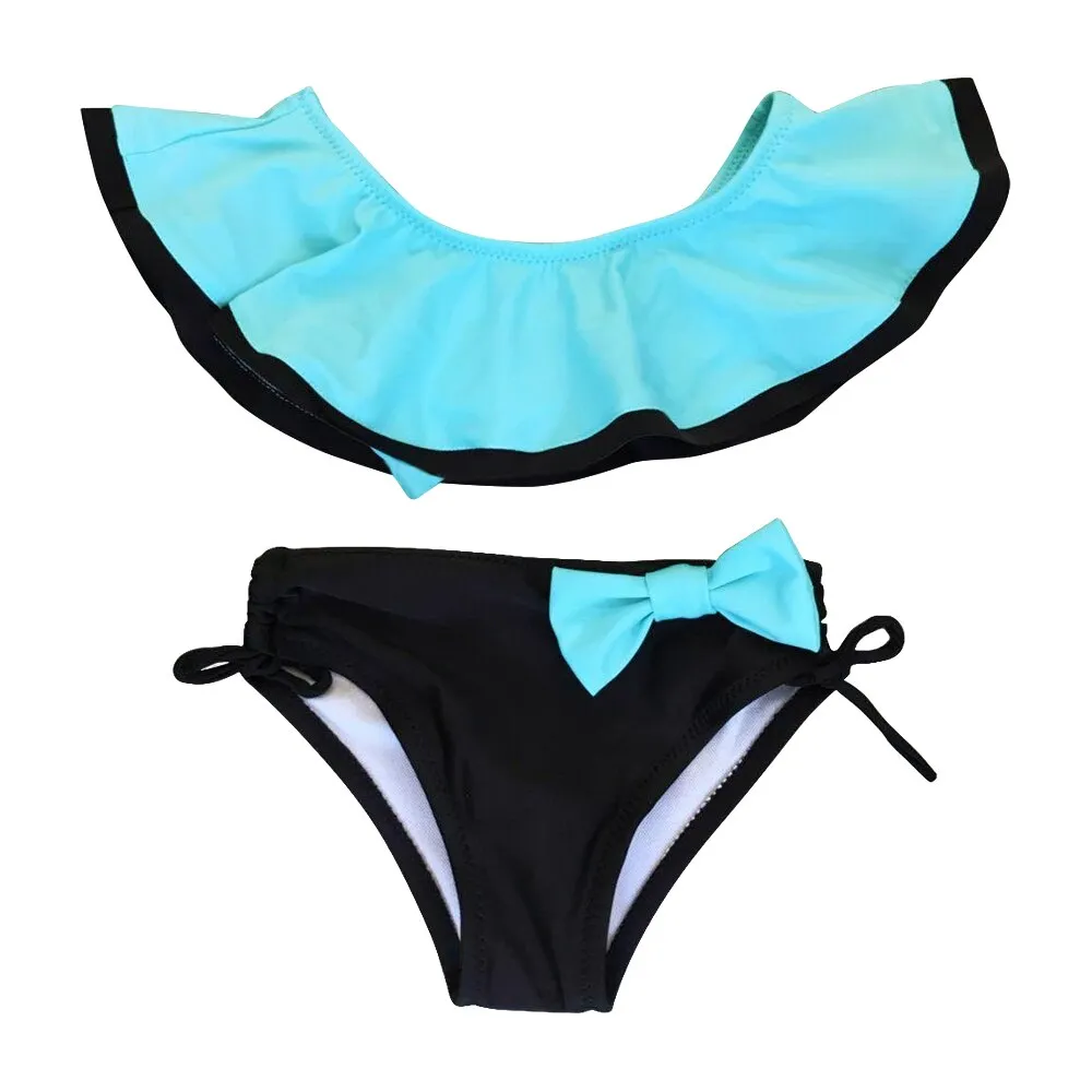 Girls Bow Decor 2 Pcs Swimwear