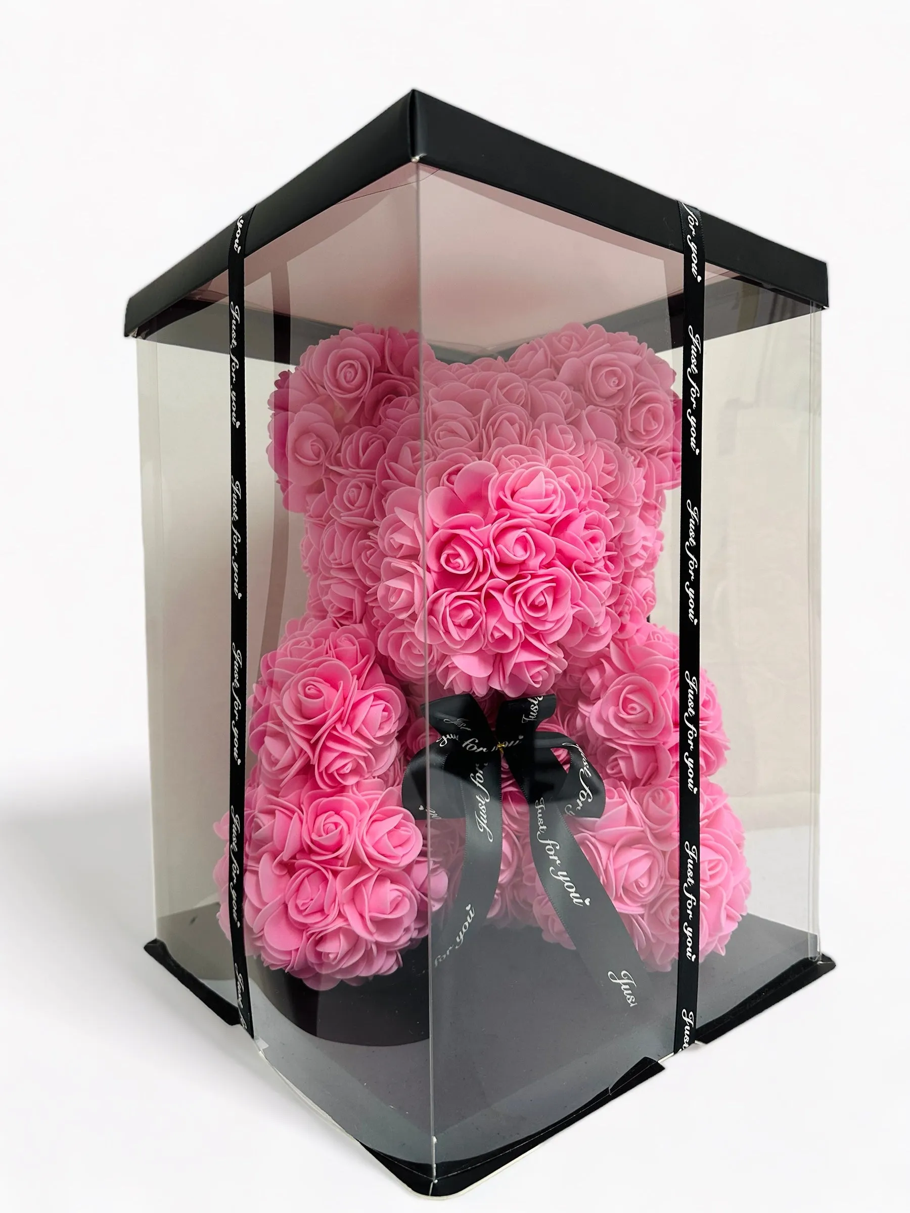 Gorgeous Pink Rose Teddy Bear with LED Light and Gift Box - 40cm