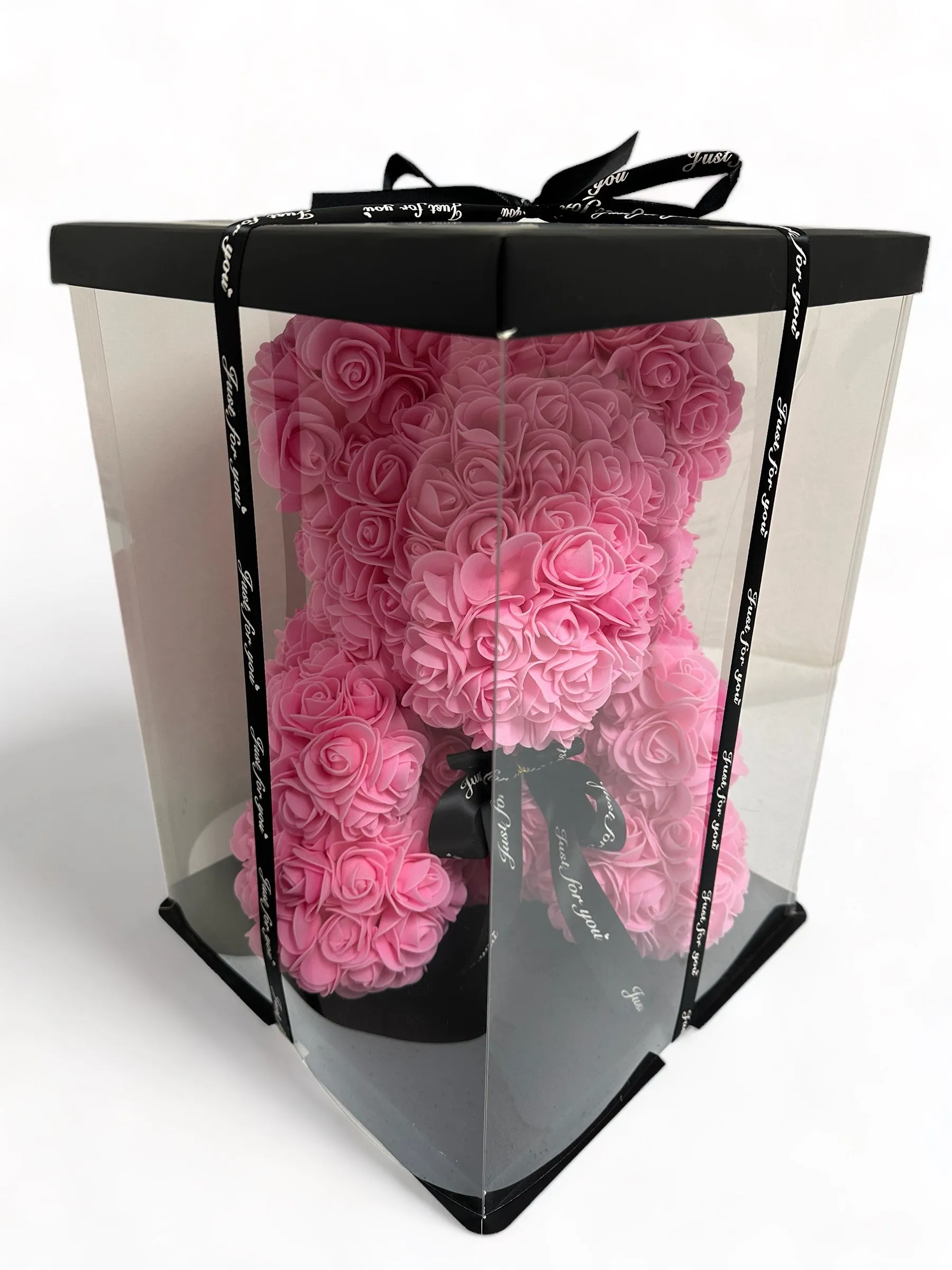 Gorgeous Pink Rose Teddy Bear with LED Light and Gift Box - 40cm