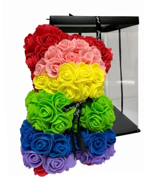 Gorgeous Rainbow Rose Teddy Bear with Gift Box - 25cm