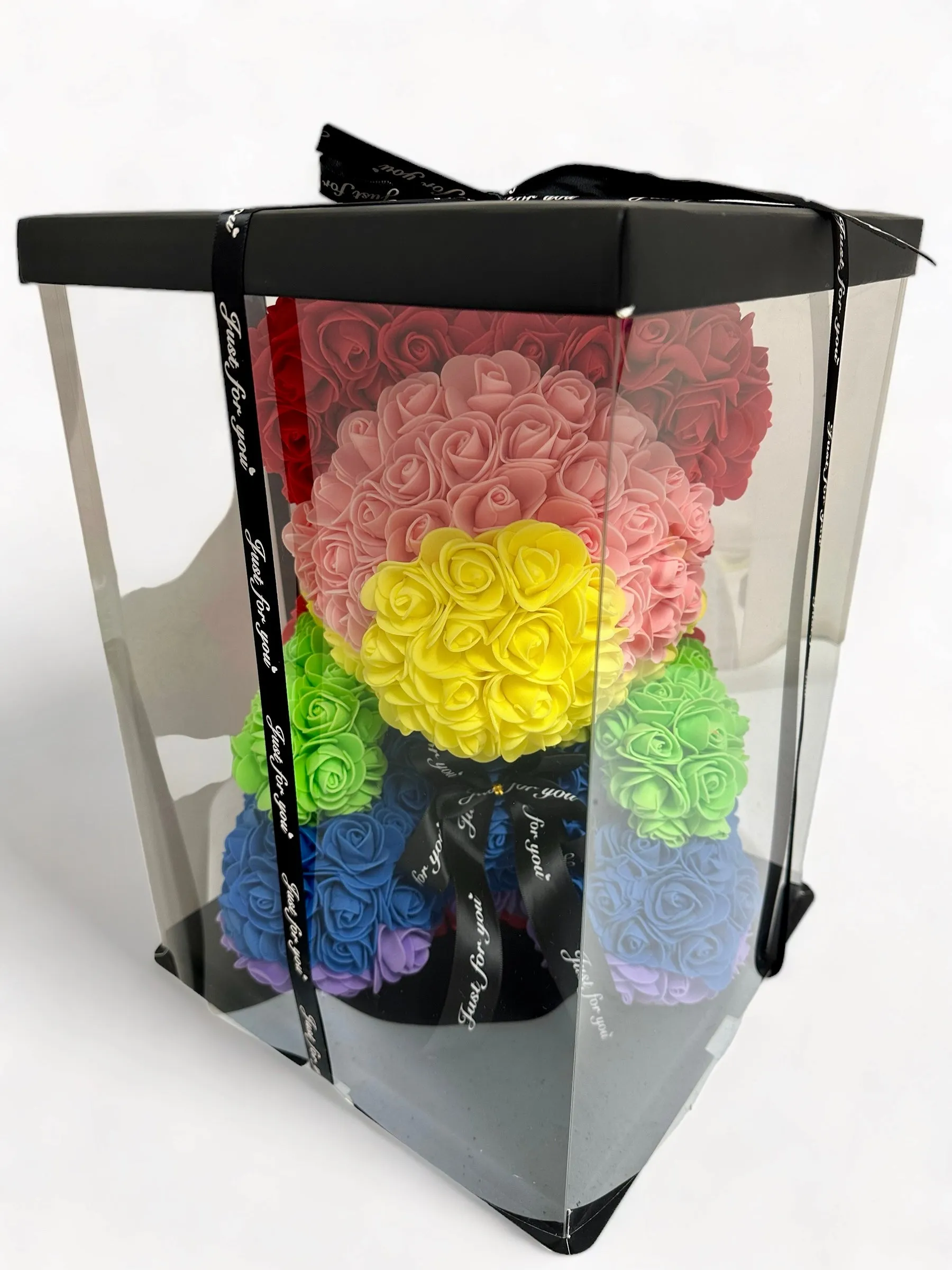 Gorgeous Rainbow Rose Teddy Bear with LED Light and Gift Box - 40cm