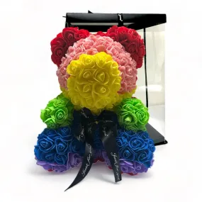 Gorgeous Rainbow Rose Teddy Bear with LED Light and Gift Box - 40cm