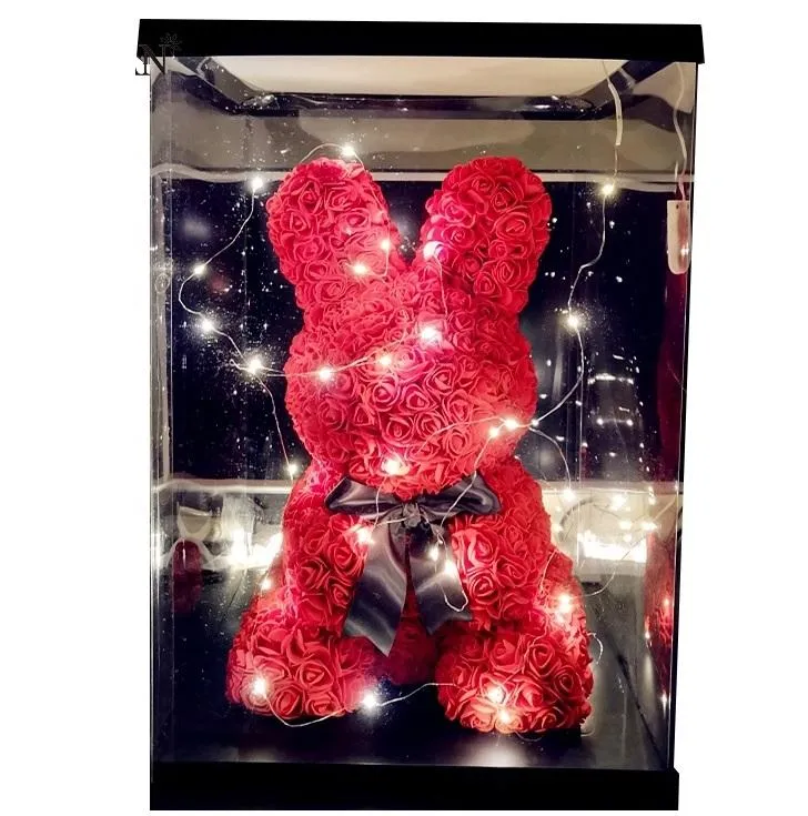 Gorgeous Red Rose Bunny with LED Light and Gift Box - 40cm